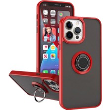 Apple iPhone 12 Pro Uyumlu Kılıf Yüzüklü Standlı Extra Darbe Koruma Sert Silikon Kapak - Kırmızı