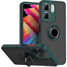 Infinix Hot 50I Uyumlu Kılıf Yüzüklü Standlı Extra Darbe Koruma Sert Silikon Kapak - Yeşil