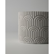 Dekoratif Beton Saksı Wavy - Gri / Beyaz - 11X14CM - 1l / 7x9 0.25L - Ayaklı / Ayaksız