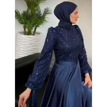 25Y4667 Abiye Eteği Saten Üstü Boncuk Pul Işlemeli - Tane - 25Y4667 - Lacı - 38
