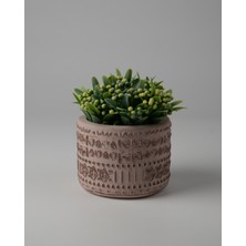 Dekoratif Beton Saksı -Aztec 7,5X12 0.25L Küçük Ahşap Ayaklı Saksı
