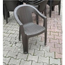 Rattan Efektli Acı Kahve Plastik Bahçe Sandalyesi 6 Adet