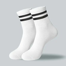 4lu Çizgili Kolej Tenis Çorabı, Pamuklu Terletmez Çorap, Unisex 4 Cift