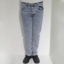 Hacker Fistan Store Erkek Buz Mavisi Normal Bel Rahat Kesim Dar Paça Jean Pantolon