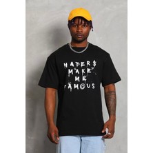 Luz&pos Unisex Oversize Baskılı Bisiklet Yaka T-Shirt - Siyah
