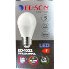 Ed-Son, (10 Adet) 5 W A45 (Globe) LED Ampül, E27 Duy, 6500 K (Beyazışık), 3000 K  (Günışığı Işık), Iç Mekan Dekoratif Ampül