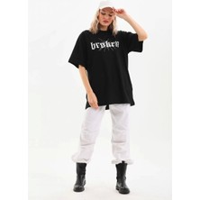 Luz&pos Unisex Baskılı Oversize T-Shirt - Siyah