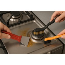 Hill Homes 3'lü Set Spatula Tel Fırça Çelik ve Bakır Fırça Derz Lavabo Mutfak Oto Pas Kir Temizleyci
