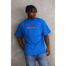 Luz&pos Unisex Baskılı Oversize T-Shirt - Mavi