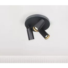 Mylights Mat Siyah Üçlü LED Avize Hareketli Başlık Gün Işığı LED Ampullü Panasonic Marka Ledli