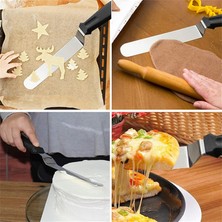 Hill Homes Pasta Spatula Paslanmaz Çelik Eğik Pasta Paleti Eğri 30 cm