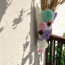 Pelince - Balkon Süsü Külah, Çiçekli Model - Askılı Balkon Vazosu - Çiçeklik - Duvar Çiçekliği - Epoksi Döküm - 25 cm