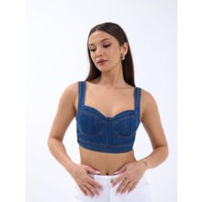 Vibe Unico 7131 Kot Crop-Mavi