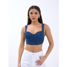 Vibe Unico 7131 Kot Crop-Mavi