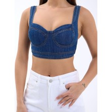 Vibe Unico 7131 Kot Crop-Mavi