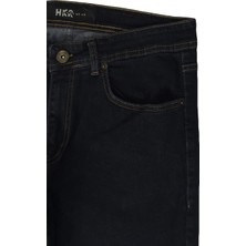 Hacker Fistan Store Erkek Lacivert Yüksek Bel Rahat Kesim Boru Paça Büyük Beden Jean Pantolon