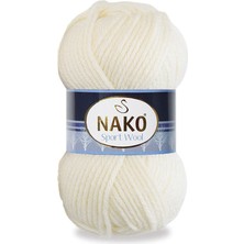 Nako 5 Adet  Sport Wool 300 Ekru El Örgü Iplikleri Yelek Hırka Ipi Atkı Kazak Ipliği