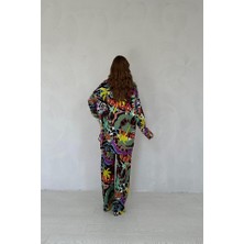 Vibe Unico Kahverengi Dijital Desenli Gömlek ve Pantolon Takım