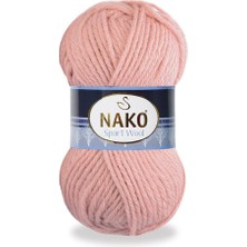 Nako 5 Adet  Sport Wool 2406 Açık Krem Pembe El Örgü Iplikleri Yelek Hırka Ipi Atkı Kazak Ipliği