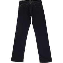 Hacker Fistan Store Erkek Lacivert Yüksek Bel Rahat Kesim Boru Paça Büyük Beden Jean Pantolon