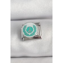 Prativas 316L Çelik Gümüş Renk Beyaz Mavi Barış İşareti İşlemeli Nomination Charm – PRT3500EB06027