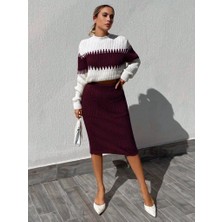 Vibe Unico Kadın Uzun Kollu Triko Etekli Takım
