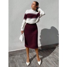 Vibe Unico Kadın Uzun Kollu Triko Etekli Takım