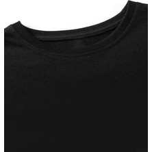 Vibe Unico Baskılı Oversize Bisiklet Yaka T-Shirt - Siyah