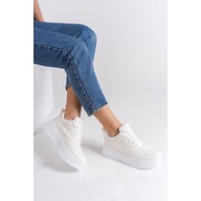 Alessı Bağcıklı Ortopedik Taban Kadın Sneaker Spor Ayakkabı Bt - Kırık Beyaz