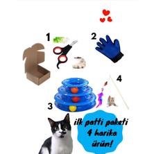 Arven ToysKedi Başlangıç Seti: Kedi Tüy Toplayıcı Eldiven + Kedi Oltası + Kedi Tırnak Makası + 3 Katlı Oyuncak