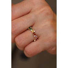 14 Ayar Altın Arpaş Renkli Baget Dans Yüzük