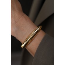 14 Ayar Altın Taşsız Akordiyon Kelepçe