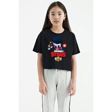 Luz&pos Unisex Bisiklet Yaka Kısa Kol Baskılı Çocuk T-Shirt - Siyah