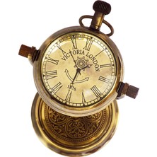 Hatmer Home Antika Stil Ev Dekoratif Masa, Ofis El Yapımı Oyma Pirinç Cilalı Analog Saat (14 cm Yükseklik)