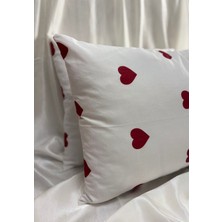 2 Adet Kalp Desen Fermuarlı Yastık Kılıfı | 50X70 cm | %90 Pamuk