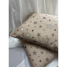 2 Adet Kahve Yıldız Fermuarlı Yastık Kılıfı | 50X70 cm | %90 Pamuk