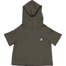 Oversize Kapüşonlu Şortlu Yazlık Bebek Takım - Oversize Kapüşonlu Kısa Kollu Tişört ve Şort 1 Yaş - Haki