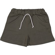 Oversize Kapüşonlu Şortlu Yazlık Bebek Takım - Oversize Kapüşonlu Kısa Kollu Tişört ve Şort 1 Yaş - Haki