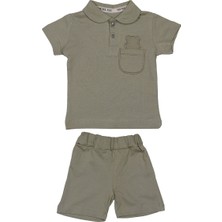 Polo Yakalı Bebek Takım - Polo Yaka Kısa Kollu Tişört ve Şort 9 Ay - Haki