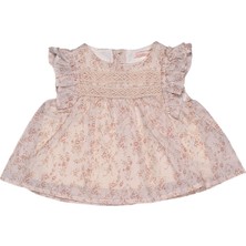 Çiçekli Dantel Yakalı Kız Bebek Takım – Fırfırlı Üst ve Bloomer Şort 9 Ay