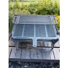 Kül Hazneli 2mm Katlanır Büyük Mangal. Çantalı Şiş Hediyeli 50X30 Mangal.sebze Pişirme Hazneli