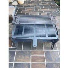 Kül Hazneli 2mm Katlanır Büyük Mangal. Çantalı Şiş Hediyeli 50X30 Mangal.sebze Pişirme Hazneli