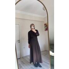 PUANE Düğme Detaylı Kahve Ikili Takım 