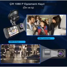 Araç Içi 3 Kameralı Süper Hd 1296P Geri Görüş Ön Kamera Iç Kamera Sd Kart Kayıt