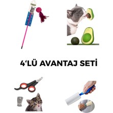 Arven Toys4'li Kedi Seti: Kedi Oltası + Kedi Yalama Topu +Evcil Hayvan Tırnak Makası +Tüy Toplama Rulosu