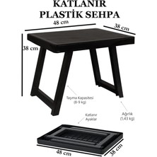 Exent Kamp Sehpa Tabure Seti, Katlanır Plastik Kamp Masası ve 4 Adet Tabure-Lacivert