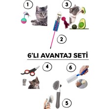 Arven Toys6'li Oyun Seti: Tüylü Kedi Topu + Kedi Oltası + Kedi Yalama Topu +Tarama Fırçası +Tüy Toplama Rulosu