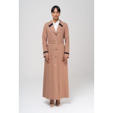 Olcay Erkek Yaka Punto ve Kemer Detaylı Astarlı Pardesü KAMEL 6552