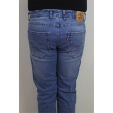 Fistan Store Erkek Açık Mavi Yüksek Bel Rahat Kesim Boru Paça Jean Pantolon