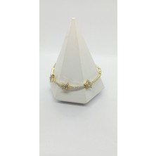 Gold Renk Taş Detaylı Yıldızlı Bileklik